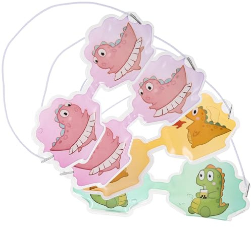 OATIPHO 4 Stück Dinosaurier Augenpads Kühl und Wärmepads für Kinder Wiederverwendbare Gel Augenkühlmasken Dekorative Kälteaugenblenden für Schlaf und Augenerholung Zufälliger Stil