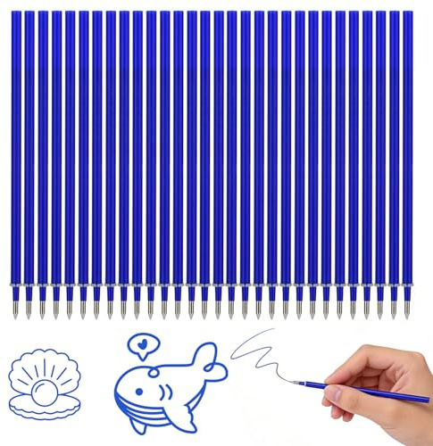 30 Piezas Boligrafo Borrable Recambios Azul, Compatibles con Legami | Punta 0,7mm, Altura 13 cm,Bolígrafo Roller borrable,Erasable Pen Refill,Recambio Tinta Borrable,Tinta Termosensible