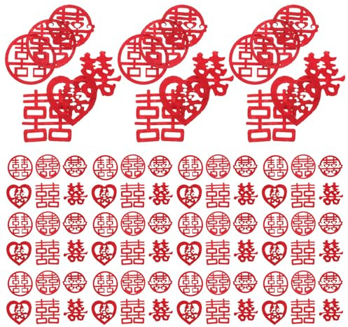 ANDRESLAD 120 Piezas Confeti para Bodas Diseño de Personaje Alegre para Decoración de Fiesta y Mini Confeti Tradicional Chino de Romántico para Centro de Mesa y Banquetes Estilo Aleatorio