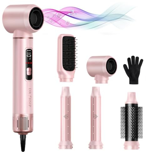 AVENHO 5-I-1 Multistyler Airstyler Med LCD-Display, Jonisk Varmluftsborste Med Utbytbara Luftlocktång, Volym- Och Plattborste, 1000W, 3 Värmelägen, Styling För Alla Hårtyper