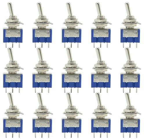 15 Stücke Kippschalter,Mini Schalter,Kippschalter 12v,Blau 125 V 6a On-Off 3 Pins 2 Position MarinefahrzeugeKippschalter, Instrumententafel Wippschalter