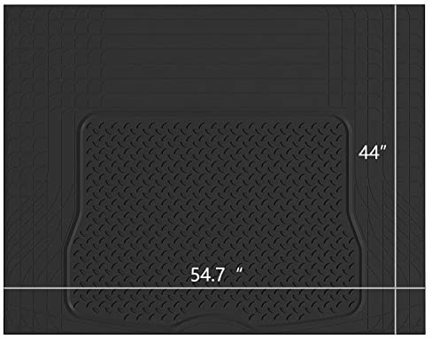 PIC AUTO Heavy Duty Rubber Trunk Cargo Liner Floor Mats, Trimmable to Fit for Car, SUV, Van, Trucks (Large, Black)