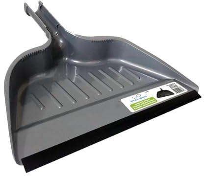 Edward Tools Simple Spaces Heavy Duty Plastic Dust Pan - Snap Attachment to Standard Brooms - Rubber Edge for Easy Sweep of Small Items (Silver)