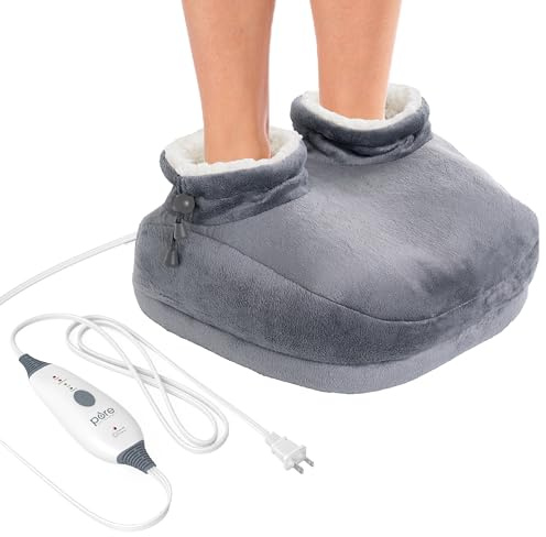 Pure Enrichment PureRelief Deluxe Foot Warmer - 4 Heat Settings, Universal Size, Soft Micromink & Sherpa, Use at Home or The Office, Durable Anti-Slip Sole, 2-Hour Auto Shut-Off, & Machine Washable