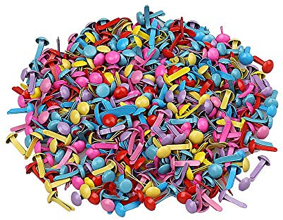 Ogquaton 200 stücke Mini Brads, Multicolor Mix Metall Runde Brads für Papier Handwerk Stempeln Scrapbooking DIY Werkzeug Kreative und Nützliche