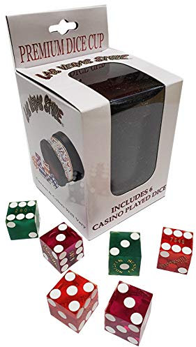 Cyber-Deals Premium Würfelbecher mit 3 Paar 19 mm authentischen Nevada Casino Tischspiel-Würfeln