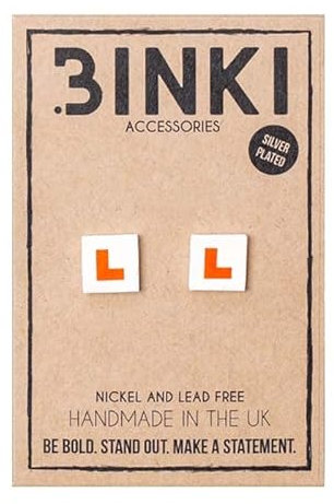 L Plates/Hen Party/Learning to Drive / 18th Birthday Present/Gift Stud Earrings - 1 pair (Silver Plated)