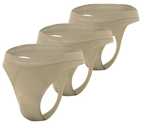 Sesto Senso män sömlösa strängar G-strängar sexig 3-pack, 3-pack – beige, S-M