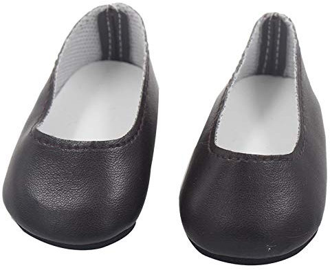Aeromdale Doll Shoes Flat shoes for 18 inch American Doll Girls Dolls 46cm Doll Accessories Toys - Black - 1 Pair