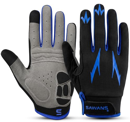 SAWANS Cycling Gloves Full Finger Mountain Bike Gloves Padded Breathable Touchscreen MTB Road Biking Gloves for Men Women Camping,Cycling,Running