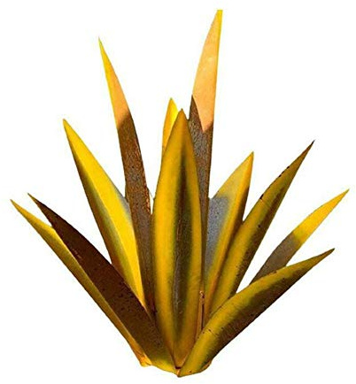 YIWOYI - Tequila artificiale in stile rustico, con pianta di agave, decorazione per cortile, decorazione da giardino, in metallo, 65 cm, colore: giallo