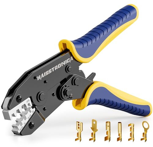 haisstronica Crimping Tool for Non-Insulated Open Barrel Terminals Receptacles 0,5-6m㎡(AWG 22–10) Crimper,Wire Crimping Tools for Spade Connectors
