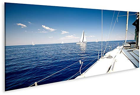 islandburner Bild auf Leinwand Segelschiff Yacht Mit Weißen Segeln Auf Offenem Meer Luxusboot 10A Bilder Wandbilder Poster