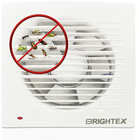 Brightex, ENVIROVENT EXTRACTOR FAN 4INCH 100MM STANDARD WITHOUT TIMER BATHROOM SHOWER TOILET WALL FAN CEILING MOUNT KITCHEN WITH WHITE MESH ENERGY SAVING STANDARD 14W WHITE