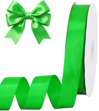 TONIFUL Satin Geschenkband 25mm x 91m,Grün Geschenkverpackungsband für Geschenkverpackung Weihnachten Geburtstag Valentinstag Hochzeit DIY Dekoration
