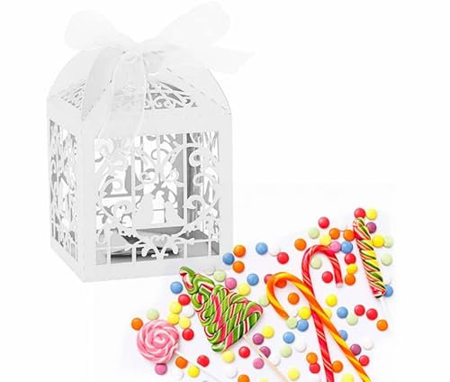 INPETS 150PCS Bomboniera Bomboniere Zucchero Cioccolatini Decorazione di Nozze Zuccheriera Scatola di Zucchero Tagliata al Laser for Matrimonio Compleanno /4104 (Color : White)