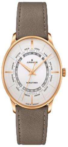 JUNGHANS Meister Worldtimer Automatikuhr, 40 mm, Saphir-Kristallglas