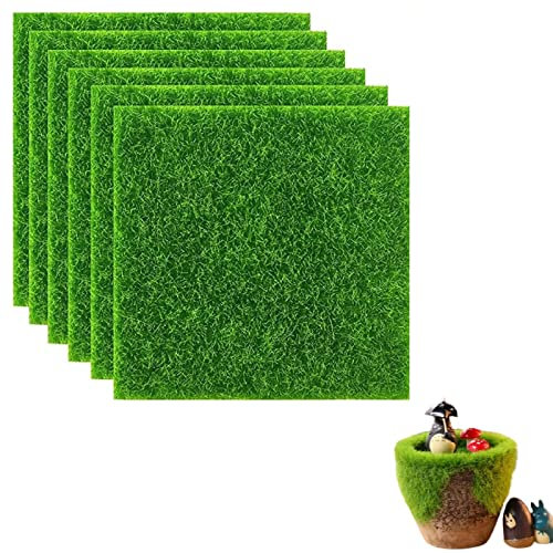 Kunstrasen Miniaturgarten,15x15cm Miniatur Garten Deko,6 PC Künstliche Moos Miniatur,Kunstrasen Miniatur Moos,Kunstrasen Fliesen,Kunstrasen Wichtel,Anwendbar Wichtel Zubehör,Wichtel Haus Weihnachten