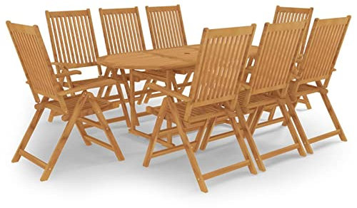 Yolola Sitzgruppe Garten Holz Essgruppe 8 Personen Gartenmöbel Set mit 8 Gartenstuhl Klappbar Gartenmöbel Essgruppe Gartengarnitur Holz Sitzgarnitur Balkonmöbel Set Balkongarnitur