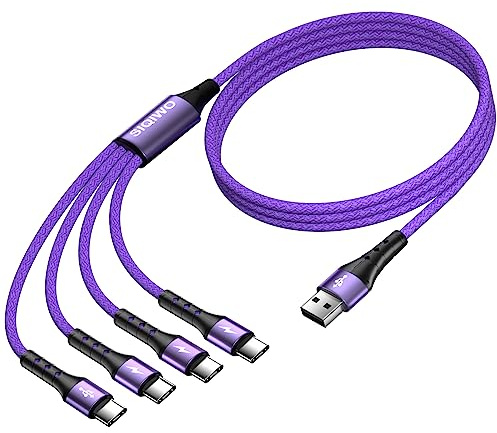SIQIWO USB Typ C Kabel 1.2M, QC 3.0 Schnellladung Sync Ladekabel mit 4 USB C Port, für iPhone 17/16/15 Pro, Samsung Galaxy S25 S24 S23 Ultra S22 S21 A51 A7, Note 20, LG G8 V50, Huawei, Sony, Xiaomi