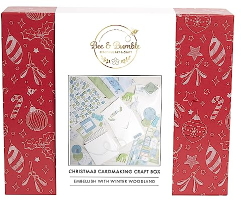 Bee & Bumble Weihnachtskarten-Bastelset – Winterwunderland, Bastelbedarf, Box, für Scrapbooking, Herstellung von personalisierten handgemachten Karten für Weihnachten, ein Bastler-Begleiter