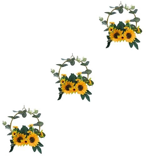 ABOOFAN 3stücke Künstlicher Sonnenblumen-hängering Elegante Wanddekoration Für Hochzeiten Türen Und Wohnräume Für Festliche Anlässe Und Stilvolle Einrichtung