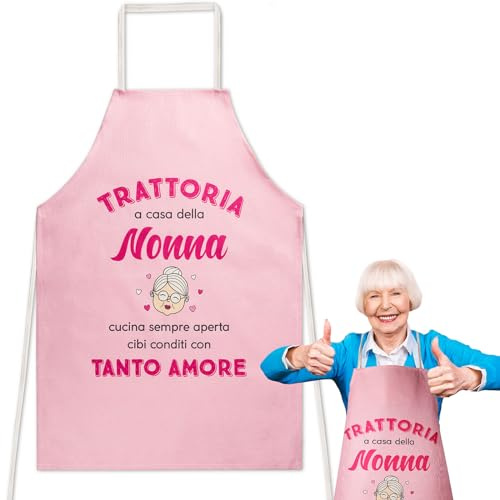 GEBETTER Italienisch Grillschürze mit Spruch für Frauen lustig - Trattoria a casa della Nonna - Kochschürze Küchenschürze Schürze Geschenk für Mama Oma zum Weihnachten Muttertag oder Geburtstag