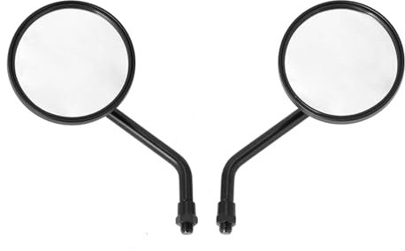 Motorrad Rückspiegel Für 8mm 10mm Motorrad Rückspiegel Konvexen Chrom/Schwarz Runde Spiegel Kurzen Stiel 2 Teile/para Lenkerendenspiegel Motorrad(Black 10mm)