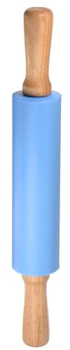 QUARKZMAN Silicone Mattarello per Pasticceria 15 Legno Manico Antiaderente Mattarello Piccolo Rullo Pasta Mattarello per Impasto Pizza Pasticceria Cucina Fondente Blu