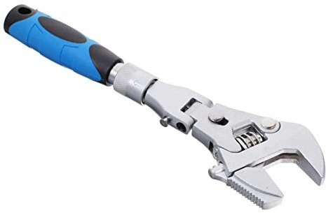 OSALADI 10-inch 5-in-1 Adjustable Ratchet Wrench with Foldable Flex Head Heavy Duty Alloy Spanner for Household and Refrigeration Repair Tools