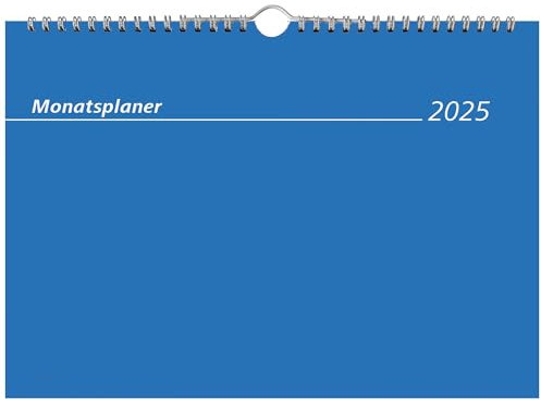 Zettler - Monatsterminkalender 2025 weiß,29,7x21cm, Tischkalender mit 1 Monat auf 1 Seite, Zweimonatsübersicht, viel Platz für Notizen, Drahtkammbindung und deutsches Kalendarium
