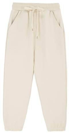 KISLOVE Barn enkel dragsko pojkbyxor, klassisk elastisk manschett joggingbyxor vardaglig skola träningsoverall byxor för pojkar eller flickor ålder 5-12 år, BEIgE, 6 år