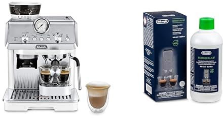 De'Longhi La Specialista Arte EC9155.W, Espresso Siebträgermaschine, Espressomaschine mit Professioneller Milchaufschäumdüse, 8 Mahlstufen, inkl. Barista-Kit, 1550 W, Weiß mit DLSC 500 Entkalker