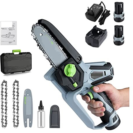 Cordless Weed Wacker 12V Mini Motosega elettrica da 6 Pollici Sega da potatura a Batteria Ricaricabile Attrezzo da Giardino Portatile con Una Sola Mano per Taglio del Legno Ottimo per Tagli puliti e