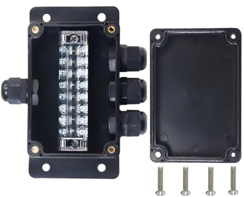 YETLEBOX Watertight Junction Box, IP67 Waterproof Electrical Project Box with 8P 15A Barrier Terminals,1 in/3 Out Cable Glands Electronic Enclosure 3.94 x 2.68 x 1.97