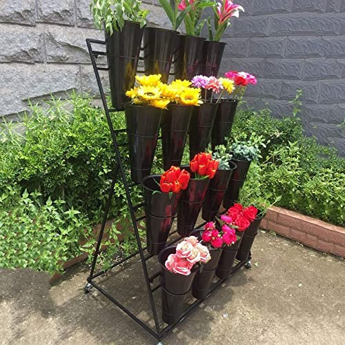 Supporto Per Piante In Vaso A 4 Livelli In Metallo Per Interni Ed Esterni, Ripiani Portavasi Con Ruote, Scaletta Per Vasi Da Fiori In Ferro Per Giardino Balcone Angolo Patio Arredamento Negozio Di F