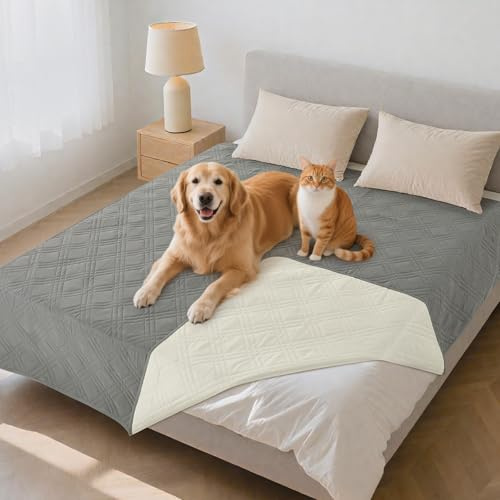 PICK FOR LIFE vattentät hundfilt, 208 x 304 cm halkfria hundtäcken som skydd för soffa och säng. Tvättbar husdjursfilt, perfekt för stora, små hundar