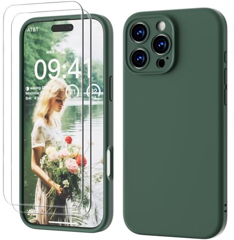 GOODVISH 3 in 1 für iPhone 16 Pro Hülle mit 2 Stück Schutzfolie, Grün
