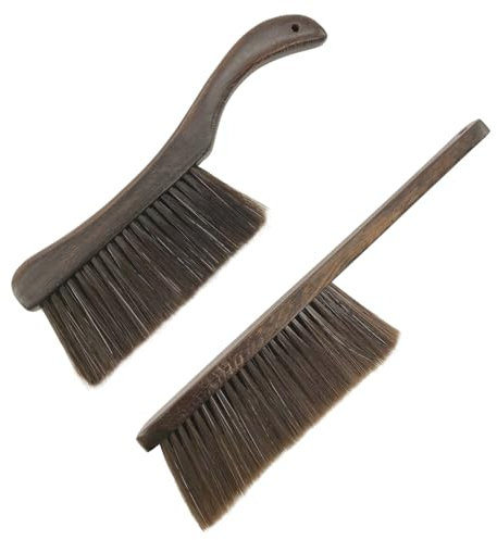 2-Piece Wooden Bench Brush Set - Soft Brush with Horse Hair Bristles, Ideal for Carpet, Brick, and Hearth Tidy