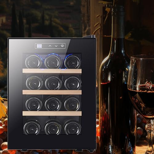 Wine Fridge,Wine Cooler Fridge,Wine Cooler,Wine Chiller,Wine Fridge With Glass Door, Can Hold 12 Wines, With Constant Temperature Control, Suitable For Storing Red Wine, White Wine And Other Wines