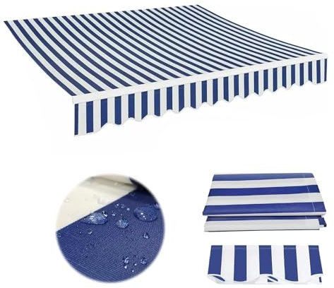 HJXGQJM Markisenbespannung Canvas Markisenstoff Wechseln Markisen Ersatzstoff Balkonmarkisen Sonnenschutz Stoff Außen Markisenstoff Wasserdicht Hochwertiges Ersatztuch(Blue,6x3m(20x10ft))