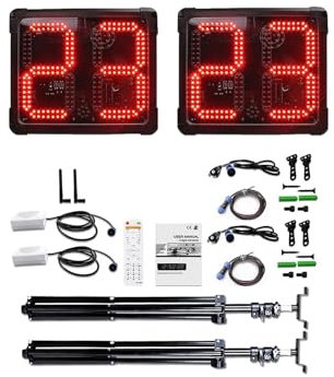 IUBGFTO Minuterie de Gymnastique à LED, Lot de 2 minuteries de tir résistantes à l'eau avec synchronisation synchronisée, alertes, Support de trépied Inclus pour la Salle de Sport à Domicile