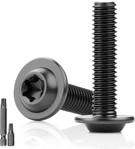 25 unidades de tornillos de cabeza alomada negros M6x25MM con cabeza plana y flanco, tornillos Torx de acero inoxidable 304 con disco A2 V2A, rosca completa, oxidados con 2 piezas de llave Torx T30