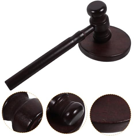 NAMOARLY Wooden Gavel with Base for Boy Girl Grab Week Ceremonies Fun Judge Hammer Prop Rich Wood Color for Courtroom Role-