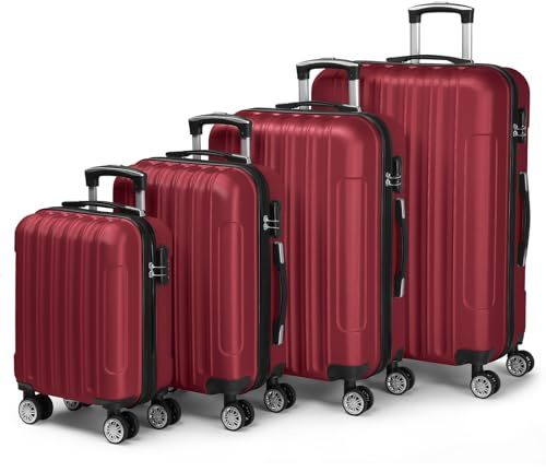 LALAHO Kofferset 3/4/5 teilig, Reisekoffer Set mit Kosmetikkoffer, Hartschalen Koffer Set aus ABS, Gepäckset mit Schminkkoffer und Handgepäck