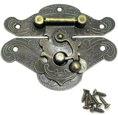 WUNZILO 1 pcs Serratura antica, con chiusura a scatto Chiusura fermaglio viti per contenitore di gioielli in legno (82 * 65 mm, L)