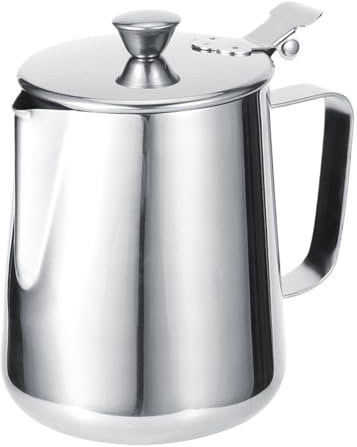 CGUOHU Pentolino Latte 2 pz in Acciaio Inox caffè Latte Schiuma di Tazza Brocca con Coperchio Brocca di caffè Latte Art for La Casa tè al Latte Coffee Shop Coffer Mug Bollilatte(1000ml)