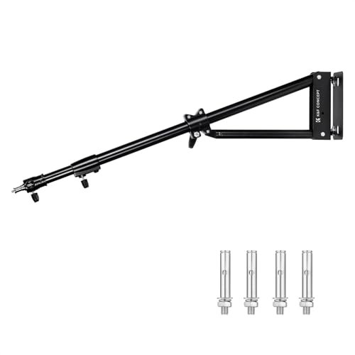 K&F CONCEPT Metal Support Mural Bras de Fixation Triangle,77-130cm Heavy Duty Boom Bras de Rotation 180 ° Murale pour la Photographie en Streaming vidéo, avec Adaptateur Universel fileté 3/8 1/4