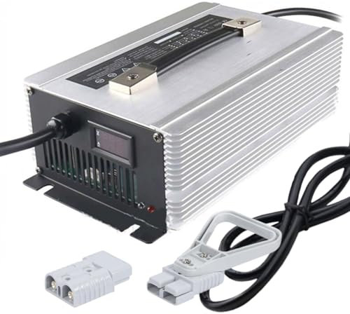 WLEJSL Chargeur Batterie Plomb Acide 12 V 50 A, Chargeur Intelligent Chariot Élévateur Électrique avec Écran LCD, Prise Anderson 50 A/120 A/175 A/350 A pour Transpalette et Autolaveuse,120A