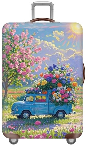 Elastische KofferschutzhüLle Waschbar 18-32 Zoll,öLgemäLde Blume KofferhüLle,Reisekoffer HüLle,GepäCkabdeckung,Universelle SchutzhüLle FüR Koffer,Kinder,MäDchen,Erwachsene (Farbe 1,S(18-21inch))